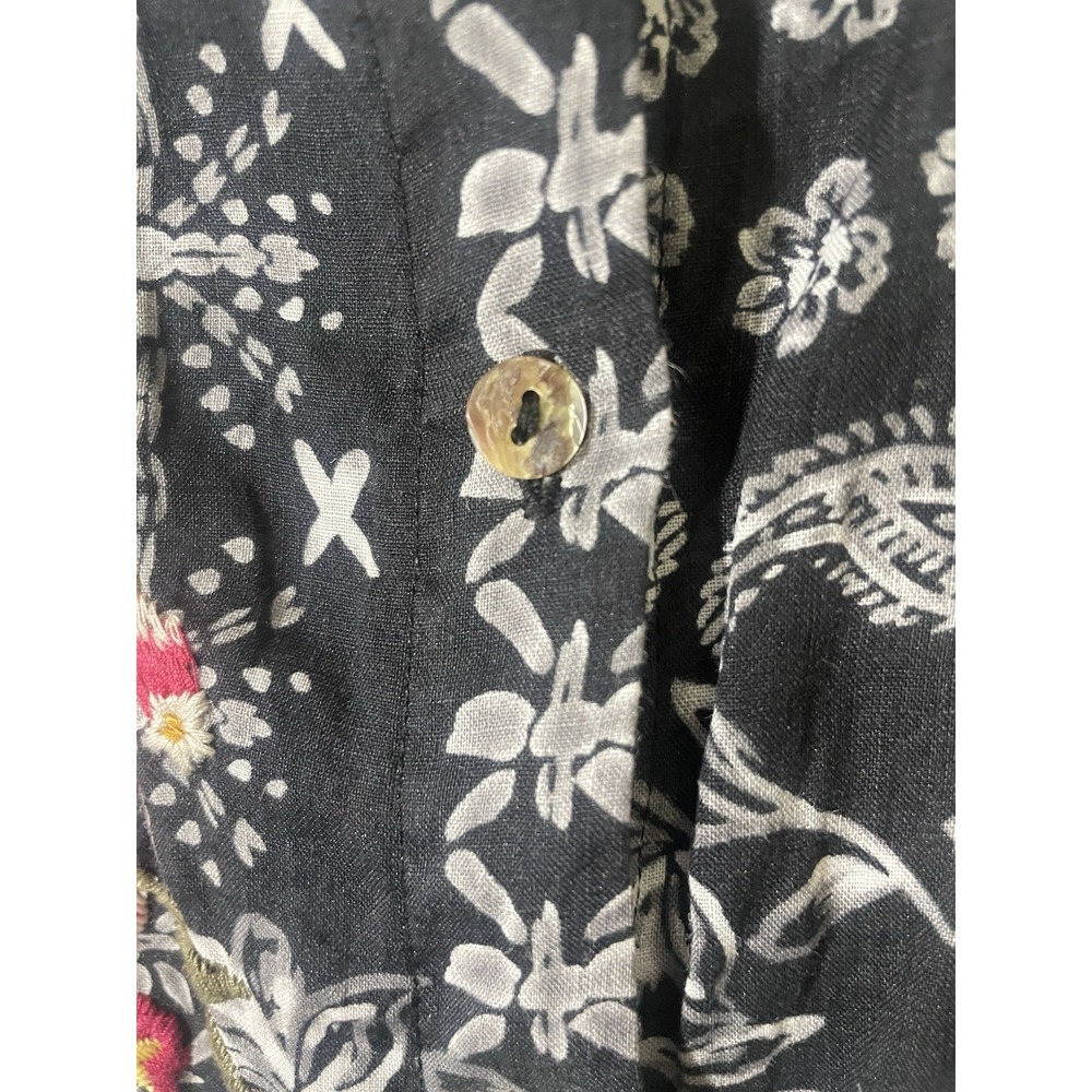 Johnny Was Workshop M Oversized Embroidered Button Down Bird Floral Boho Whimsy - Picture 10 of 13